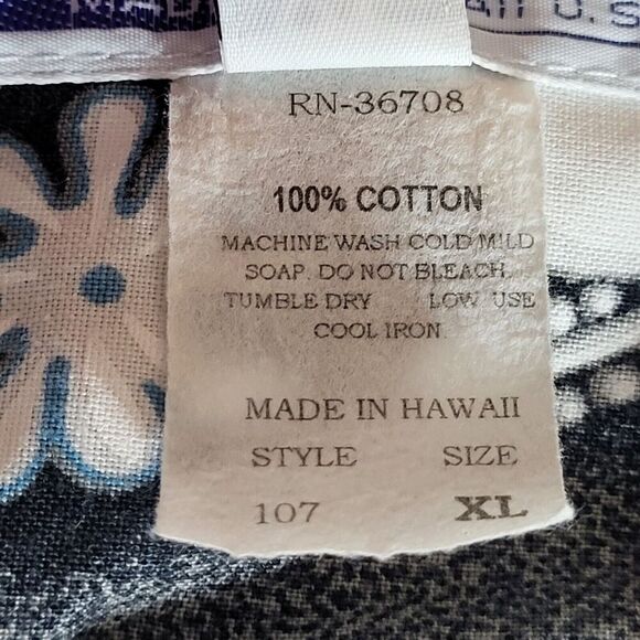 Vintage RJC Men's X-Large 100% Cotton Blue Black Shirt Casual Made in Hawaii USA - Picture 12 of 12